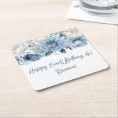 Dusty Blue Flowers Floral Party Kartonnen Onderzetters (Schuin)