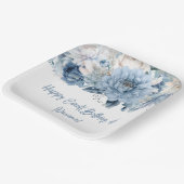 Dusty Blue Flowers Floral Party Papieren Bordje (Gebogen)