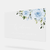 Dusty Blue Flowers, Greenery, Baby shower Welcome Acryl Bord (Hoek)