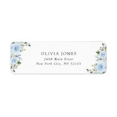 Dusty Blue Flowers, Greenery, Boho, Baby shower Etiket (Voorkant)
