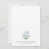 Dusty Blue Flowers, Greenery, Boho, Baby shower Kaart (Achterkant)