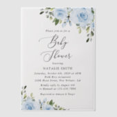 Dusty Blue Flowers, Greenery, Boho, Baby shower Vellum Uitnodigingen (Voorkant)