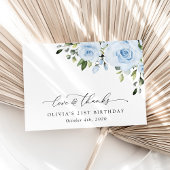 Dusty Blue Flowers, Greenery, Boho, Birthday Bedankkaart