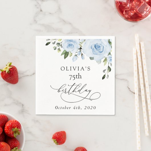 Dusty Blue Flowers, Greenery, Boho, Birthday Servet (Insitu)