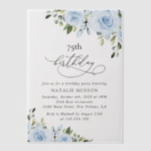 Dusty Blue Flowers, Greenery, Boho, Birthday Vellum Uitnodigingen (Voorkant)