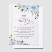 Dusty Blue Flowers, Greenery, Boho, Birthday Vellum Uitnodigingen (Offset)
