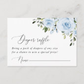Dusty Blue Flowers, Greenery, Boho, Diaper Raffle Informatiekaartje (Voorkant)