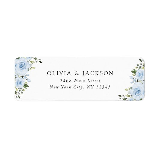 Dusty Blue Flowers, Greenery, Boho, Floral Wedding Etiket (Voorkant)