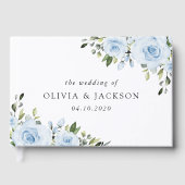 Dusty Blue Flowers, Greenery, Boho, Floral Wedding Gastenboek (Voorkant)