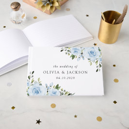 Dusty Blue Flowers, Greenery, Boho, Floral Wedding Gastenboek