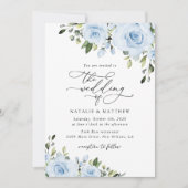Dusty Blue Flowers, Greenery, Boho, Floral Wedding Kaart (Voorkant)