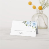 Dusty Blue Flowers, Greenery, Boho, Floral Wedding Plaatskaartje (Voorkant)