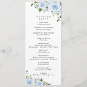 Dusty Blue Flowers, Greenery, Boho, Floral Wedding Programmakaart (Achterkant)