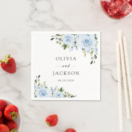 Dusty Blue Flowers, Greenery, Boho, Floral Wedding Servet