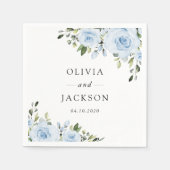 Dusty Blue Flowers, Greenery, Boho, Floral Wedding Servet (Voorkant)