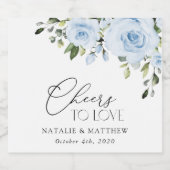 Dusty Blue Flowers, Greenery, Boho, Floral Wedding Sparkling Wijnetiket (Enkel label)