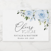 Dusty Blue Flowers, Greenery, Boho, Floral Wedding Sparkling Wijnetiket (Enkel label)