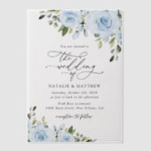 Dusty Blue Flowers, Greenery, Boho, Floral Wedding Vellum Uitnodigingen (Voorkant)