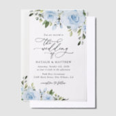 Dusty Blue Flowers, Greenery, Boho, Floral Wedding Vellum Uitnodigingen (Offset)