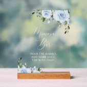 Dusty Blue Flowers, Greenery, Boho, Mimosa Bar Acryl Bord (Neutraal)