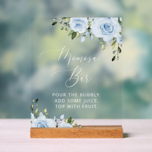 Dusty Blue Flowers, Greenery, Boho, Momosa Bar Acryl Bord