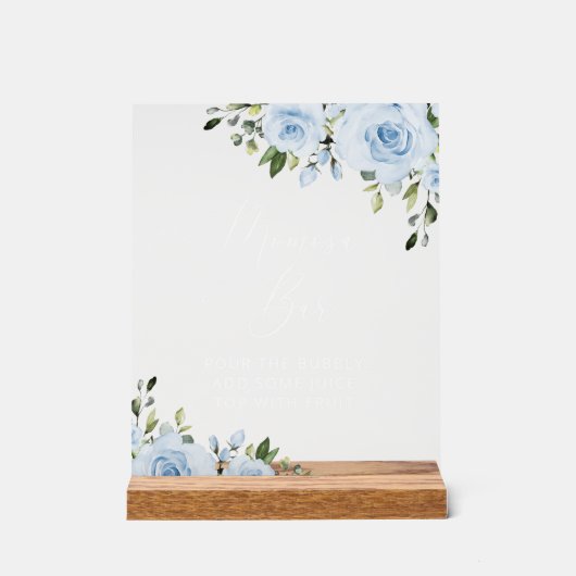 Dusty Blue Flowers, Greenery, Boho, Momosa Bar Acryl Bord (Voorkant)