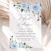 Dusty Blue Flowers, Greenery, Boho, Sweet 16 Kaart