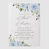 Dusty Blue Flowers, Greenery, Boho, Sweet 16 Vellum Uitnodigingen (Voorkant)