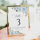 Dusty Blue Flowers, Greenery, Boho, Table Numbers Kaart