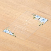 Dusty Blue Flowers, Greenery, Boho, Vrijgezellenfe Acryl Uitnodigingen (Laagn)