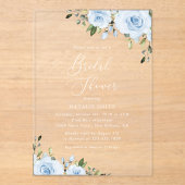 Dusty Blue Flowers, Greenery, Boho, Vrijgezellenfe Acryl Uitnodigingen (Voorkant)