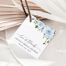 Dusty Blue Flowers, Greenery, Boho, Vrijgezellenfe Bedankjes Labels