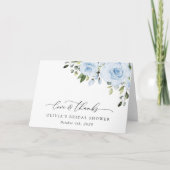Dusty Blue Flowers, Greenery, Boho, Vrijgezellenfe Bedankkaart (Voorkant)