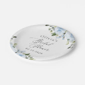 Dusty Blue Flowers, Greenery, Boho, Vrijgezellenfe Papieren Bordje (Gekanteld)