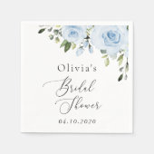 Dusty Blue Flowers, Greenery, Boho, Vrijgezellenfe Servet (Voorkant)