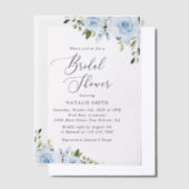 Dusty Blue Flowers, Greenery, Boho, Vrijgezellenfe Vellum Uitnodigingen (Offset)