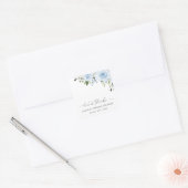 Dusty Blue Flowers, Greenery, Boho, Vrijgezellenfe Vierkante Sticker (Envelop)