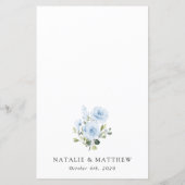 Dusty Blue Flowers, Greenery, Boho, Wedding Menu (Achterkant)