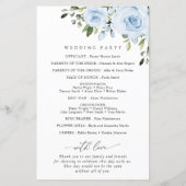 Dusty Blue Flowers, Greenery, Wedding Program (Achterkant)