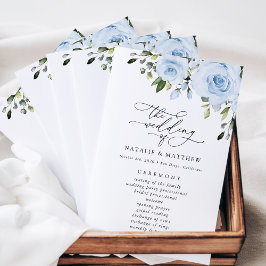 Dusty Blue Flowers, Greenery, Wedding Program