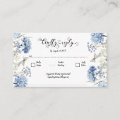 Dusty Blue Flowers Lijst Traditional Wedding RSVP Informatiekaartje (Voorkant)