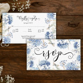 Dusty Blue Flowers Lijst Traditional Wedding RSVP Informatiekaartje