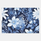 Dusty Blue Flowers Marine Inpakpapier Vel (Voorkant 3)
