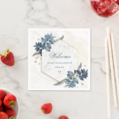Dusty Blue Flowers Personalized Weduwen Welcome Servet (Insitu)