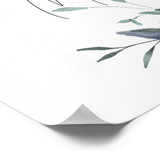 Dusty Blue Flowers raden hoeveel kussen spel Poster (Hoek)