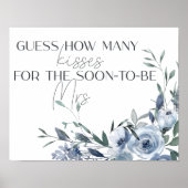 Dusty Blue Flowers raden hoeveel kussen spel Poster (Voorkant)