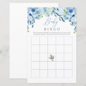 Dusty Blue Flowers Rozen Baby Bingo Game (Voorkant / Achterkant)