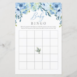 Dusty Blue Flowers Rozen Baby Bingo Game