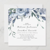 Dusty Blue Flowers Rozen bruiloft uitnodiging (Voorkant)