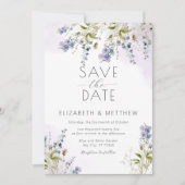 Dusty Blue Flowers Save the Date Kaart (Voorkant)